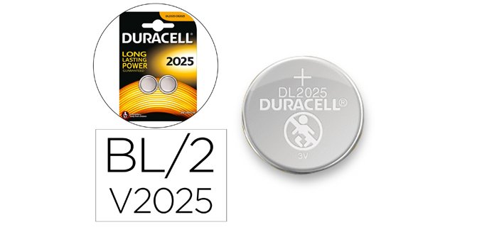 Pila duracell alcalina boton cr2025 blister 2 unidades