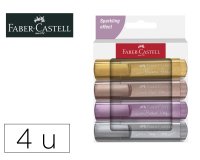 Rotulador faber castell fluorescente textliner 46 metalico estuche de 4 unidades colores surtidos