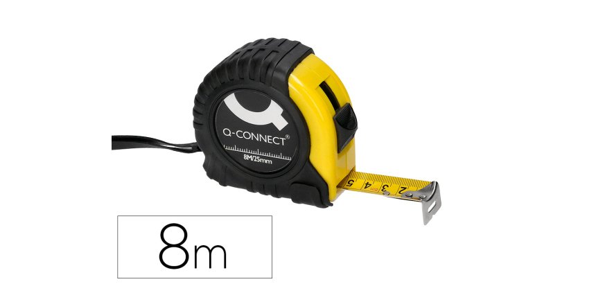 Flexometro q-connect con freno material antichoque 25 mm de ancho longitud 8 m