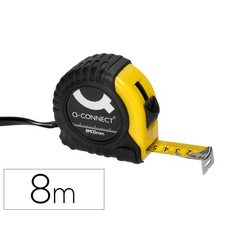 Flexometro q-connect con freno material antichoque 25 mm de ancho longitud 8 m