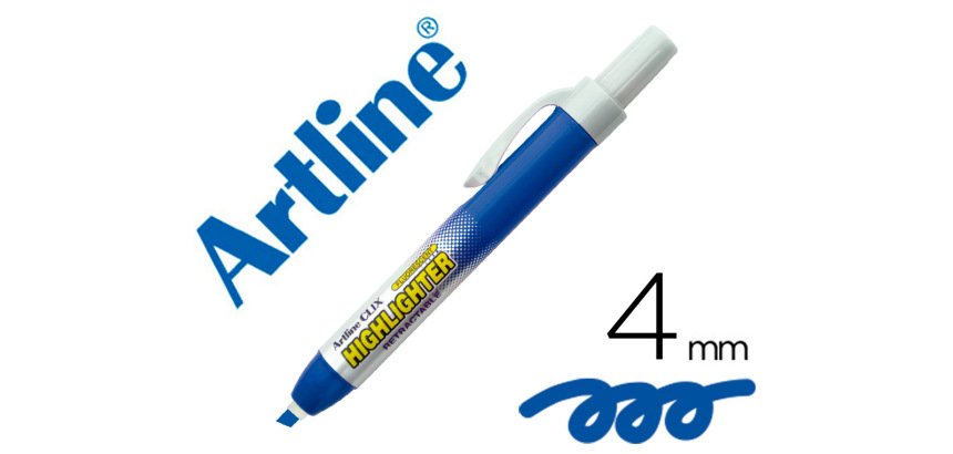 Rotulador artline clix fluorescente ek-63 azul punta biselada 4 mm