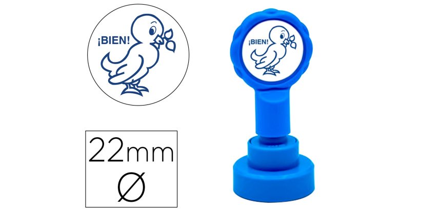 Sello artline emoticono bien color azul 22 mm diametro