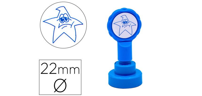 Sello artline emoticono estrella triste color azul 22 mm diametro
