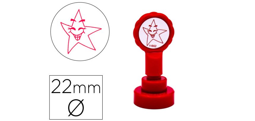 Sello artline emoticono estrella color rojo 22 mm diametro