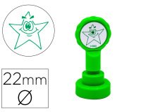 Sello artline emoticono estrella color verde 22 mm diametro