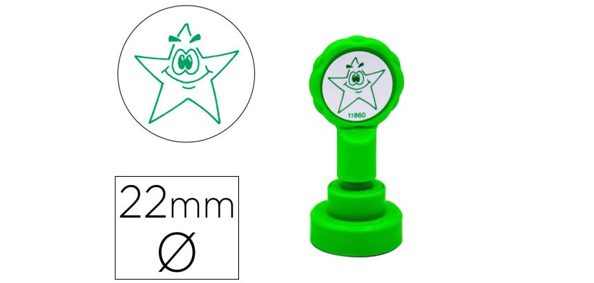 Sello artline emoticono estrella color verde 22 mm diametro