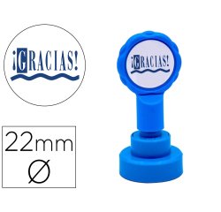 Sello artline emoticono gracias color azul 22 mm diametro