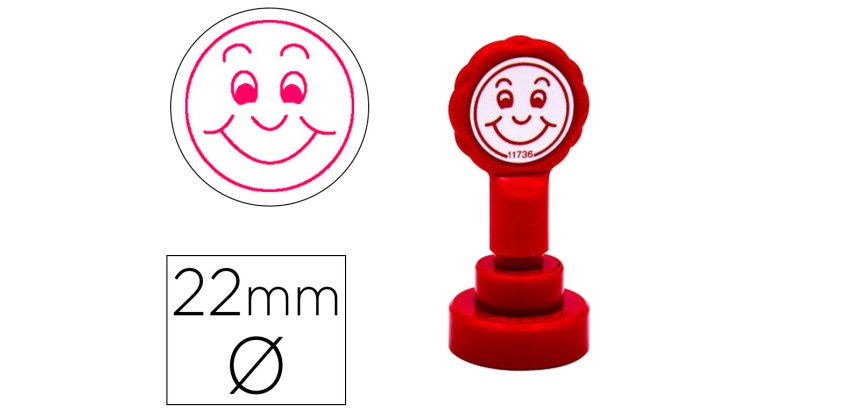 Sello artline emoticono sonrisa color rojo 22 mm diametro