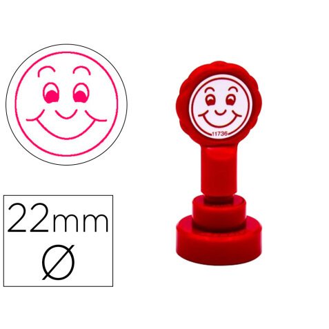 Sello artline emoticono sonrisa color rojo 22 mm diametro