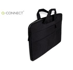 Funda para portatil q-connect 15,6" con asas retractiles cremallera 3 bolsillos exteriores