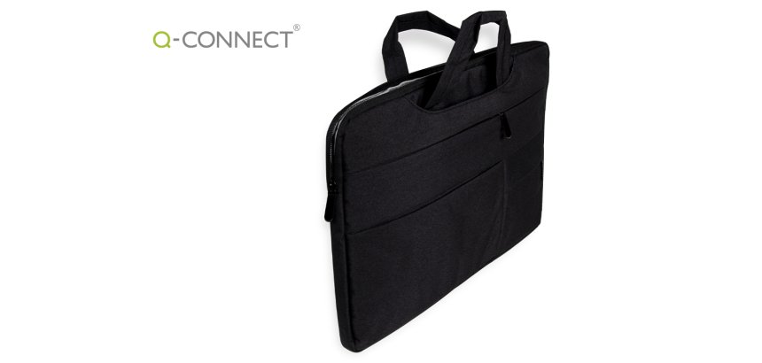 Funda para portatil q-connect 15,6" con asas retractiles cremallera 3 bolsillos exteriores