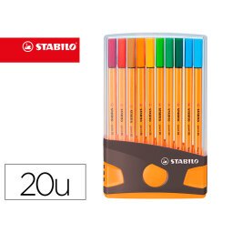 Rotulador stabilo punta de fibra point 88 color parade antracita/naranja estuche de 20 unidades colores surtidos