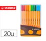 Rotulador stabilo punta de fibra point 88 color parade antracita/naranja estuche de 20 unidades colores surtidos