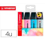 Rotulador stabilo boss fluorescente 70 pastel estuche de 4 unidades colores surtidos