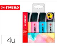 Rotulador stabilo boss fluorescente 70 pastel estuche de 4 unidades colores surtidos