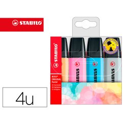 Rotulador stabilo boss fluorescente 70 pastel estuche de 4 unidades colores surtidos
