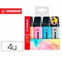 Rotulador stabilo boss fluorescente 70 pastel estuche de 4 unidades colores surtidos