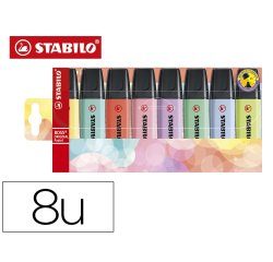Rotulador stabilo boss fluorescente 70 pastel estuche de 8 unidades colores surtidos
