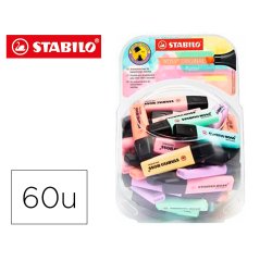 Rotulador stabilo boss fluorescente 70 pastel expositor bombonera de 60 unidades colores surtidos