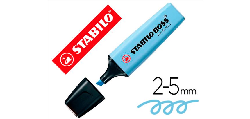 Rotulador stabilo boss fluorescente 70 pastel azul nublado