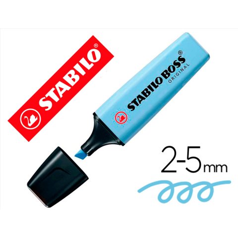 Rotulador stabilo boss fluorescente 70 pastel azul nublado