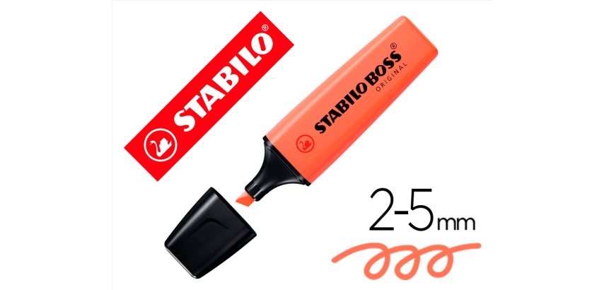 Rotulador stabilo boss fluorescente 70 pastel coral meloso