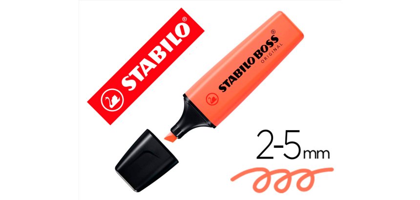 Rotulador stabilo boss fluorescente 70 pastel coral meloso