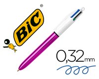Boligrafo bic cuatro colores shine morado punta de 1 mm