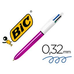 Boligrafo bic cuatro colores shine morado punta de 1 mm