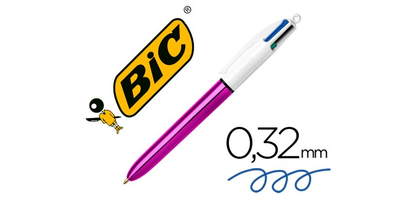 Boligrafo bic cuatro colores shine morado punta de 1 mm