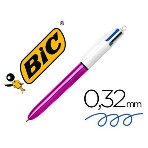 Boligrafo bic cuatro colores shine morado punta de 1 mm