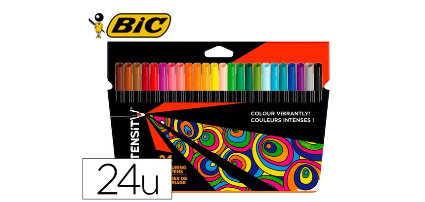 Rotulador bic intensity estuche de 24 colores surtidos