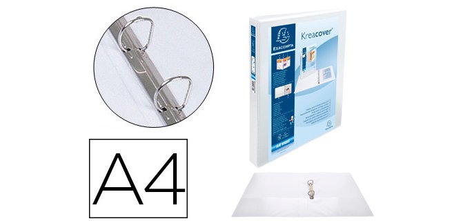 Carpeta exacompta canguro 2 anillas 30 mm din a4+ carton forrado polipropileno personalizable 3 bolsillos