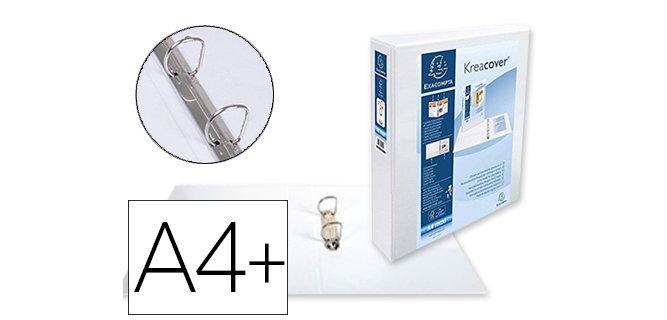 Carpeta exacompta canguro 2 anillas 40 mm din a4+ carton forrado polipropileno personalizable 3 bolsillos