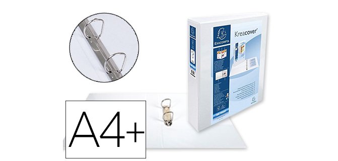 Carpeta exacompta canguro 2 anillas 40 mm din a4+ carton forrado polipropileno personalizable 3 bolsillos