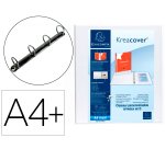 Carpeta exacompta canguro 4 anillas 40 mm din a4+ carton forrado polipropileno personalizable 3 bolsillos