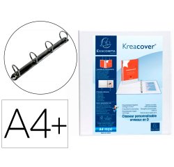 Carpeta exacompta canguro 4 anillas 40 mm din a4+ carton forrado polipropileno personalizable 3 bolsillos