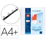 Carpeta Exacompta 4 anillas mixtas 60mm forrada 3 bolsos exteriores Krea Cover - A maxi - Blanco