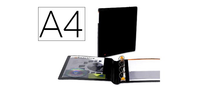 Carpeta Exacompta Exabinder 4 anillas en D 30mm polipropileno Exactive - A4 maxi - Negro