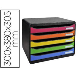 Fichero cajones sobremesa exacompta big-box plus iderama arlequin 5 cajones apaisado multicolores