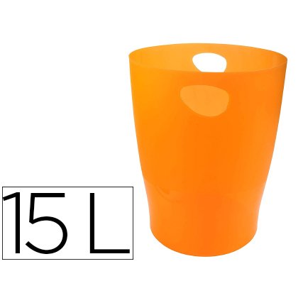 Papelera de gran capacidad 15 litros translúcida Naranja