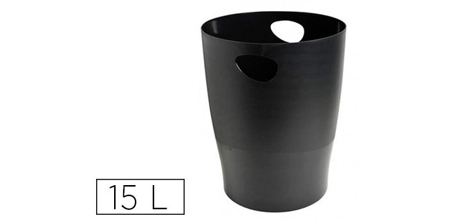 Papelera plastico exacompta ecoblack negro 15 litros