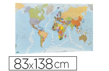 Mapa mural faibo planisferio plastificado enrollado 83x138 cm