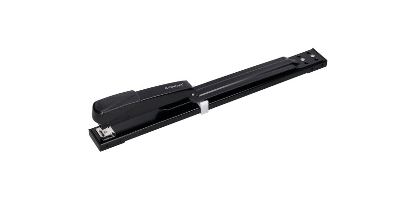 Grapadora q-connect kf02292 metalica brazo largo capacidad 20 hojas usa grapas 24/6 y 26/6 color negro
