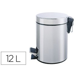 Papelera metalica q-connect con pedal cromada 25x38cm capacidad 12 litros