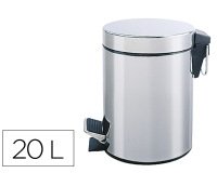 Papelera metalica q-connect con pedal cromada 43x29cm capacidad 20 litros