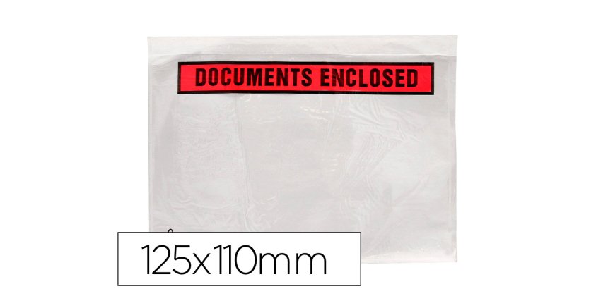 Sobre autoadhesivo q-connect portadocumentos 125x110 mm sin ventana paquete de 100 unidades