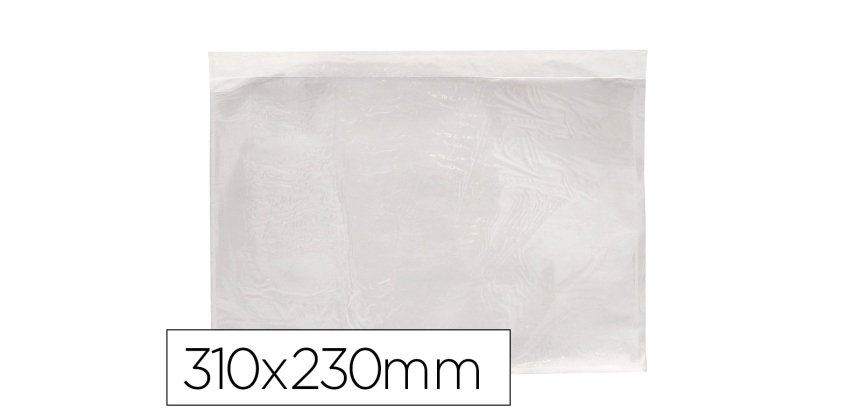 Sobre autoadhesivo q-connect portadocumentos 310x230 mm ventana transparente paquete de 100 unidades