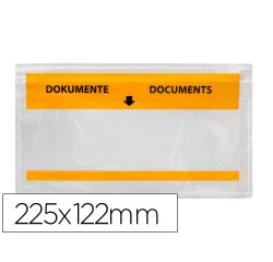 Sobre autoadhesivo q-connect portadocumentos multilingue 225x122 mm ventana totalmente transparente paquete de 1000