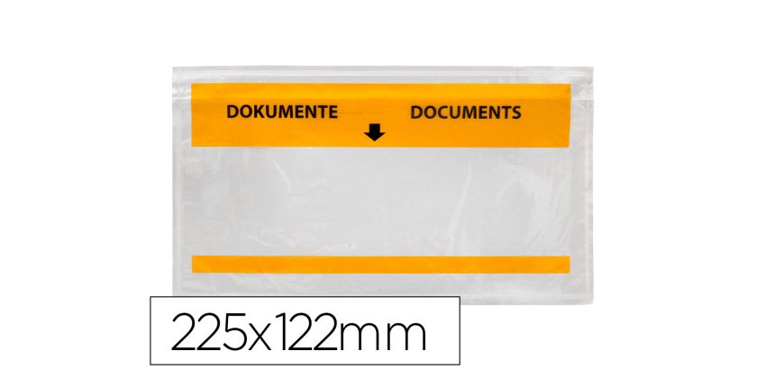 Sobre autoadhesivo q-connect portadocumentos multilingue 225x122 mm ventana totalmente transparente paquete de 1000